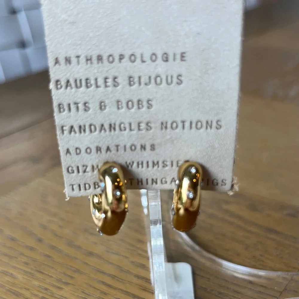 Anthropologie Shiny Gold Earrings